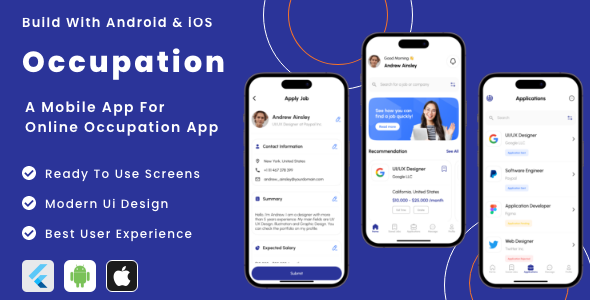 Occupation App - Job Finding App | Recruitment Portal Job Flutter App | Android | iOS Mobile App Tem icon