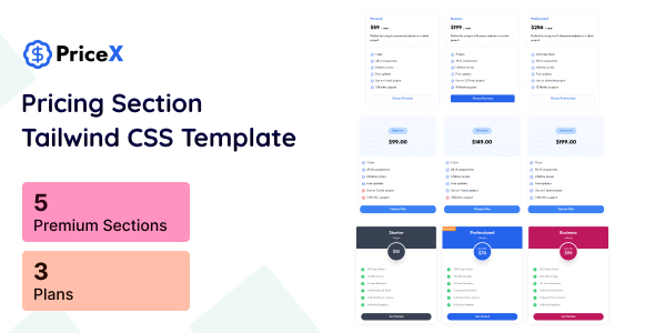 PriceX - Tailwind Pricing Table HTML Template icon