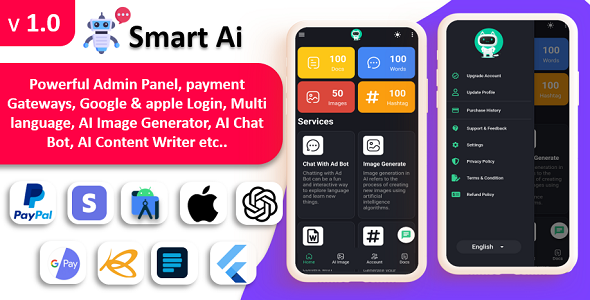 Smart AI app | ChatGPT AI | AI Android + iOS + Web with Admin Panel | Payment Gateways | Multi Login icon