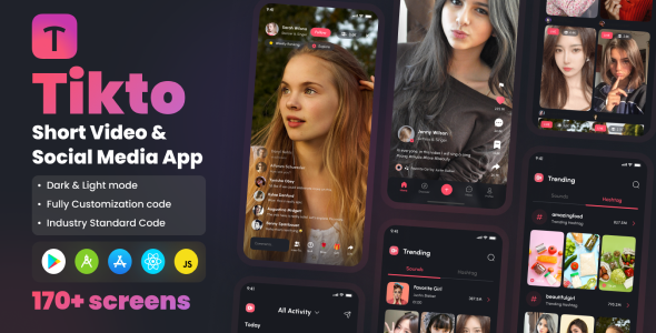 Tikto-Short Video Social App | React Native CLI Ui Kit icon