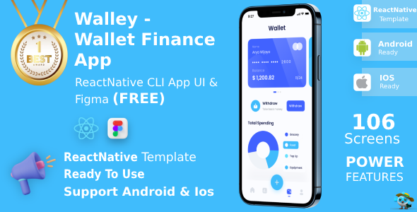 Wallet Finance App | UI Kit | ReactNative CLI | Figma FREE | Walley Wallet icon