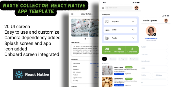 Waste collector react native app template icon