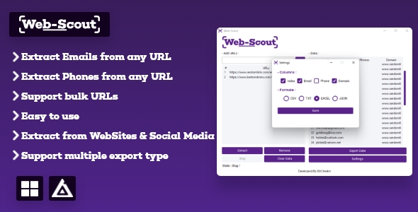Web-Scout : Simple Emails and Phone Numbers Extractor icon