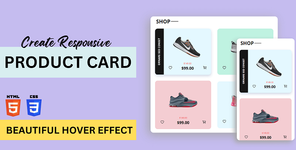 Website Product Card - Responsive Card Design with Hover Effect icon