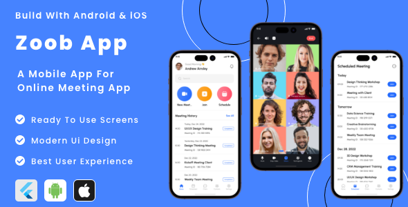 Zoob App - Online Zoom | Google Meet Clone Meeting Flutter App | Android | iOS Mobile App Template icon