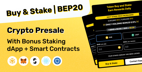 Buy & Stake | BEP20 Crypto Presale With Bonus Staking dApp + Smart Contracts icon
