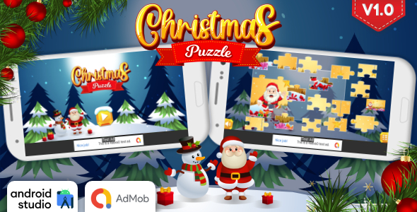 Christmas Puzzle Game Android Studio Project with AdMob Ads +