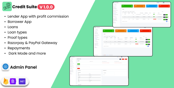 Credit Suite SaaS Lending and Borrowing made simple | Lender App | Borrower App | .NET & Flutter