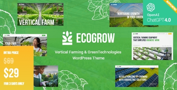 EcoGrow - Vertical Farming & Green Technologies WordPress Theme + AI icon