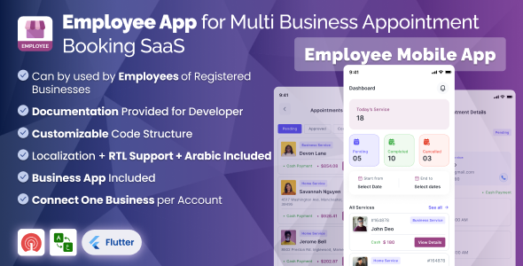 Employee App Worker App (Flutter) for Multi Business Appointment Booking SaaS Marketplace System icon