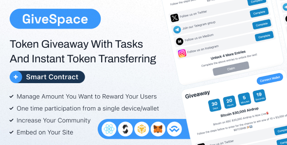 GiveSpace | BSC Token Giveaway With Tasks And Instant Token Transferring + Smart Contract icon