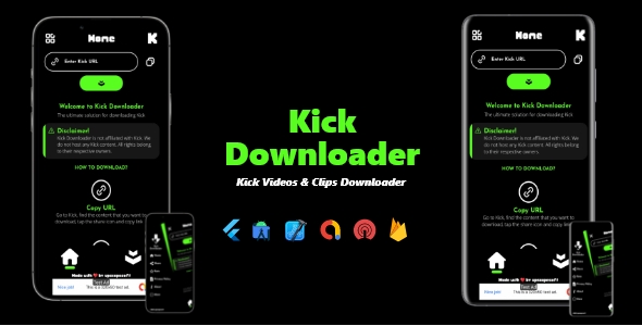 Kick Downloader - Kick Videos, Clips & Images Downloader | ADMOB, ONESIGNAL, FIREBASE icon