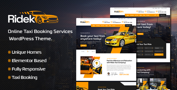 Ridek - Online Taxi Booking Service WordPress Theme icon