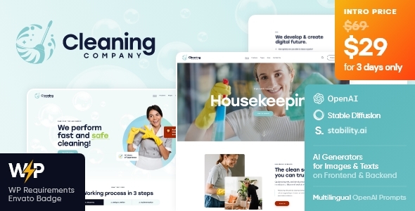Cleaning Company - Maid & Janitorial Housekeeping Service WordPress Theme icon