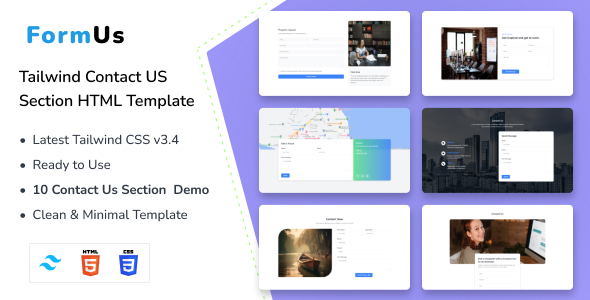 FormUs – Tailwind CSS Contact Us Section HTML Template icon