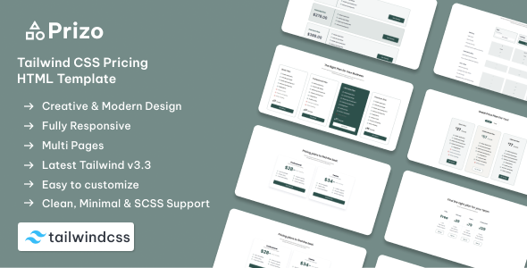 Prizo - Tailwind Pricing Table HTML Website Template icon