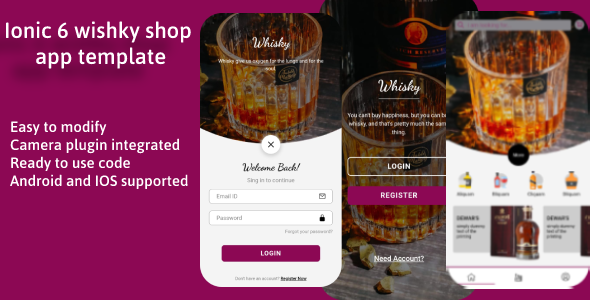 ionic 6 whiskey shop app template - app UI icon