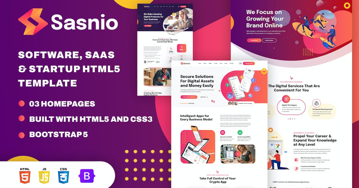 Sasnio - Software, SaaS & Startup HTML5 Template