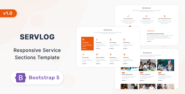 Servlog - Bootstrap 5 Service & Features Section Template icon