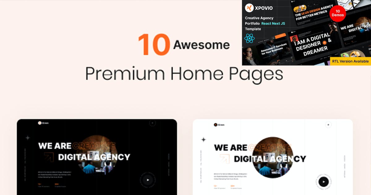 Xpovio- Digital Agency React Next Js Template + RT