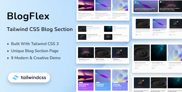 BlogFlex - Tailwind CSS 3 Blog Section Template icon