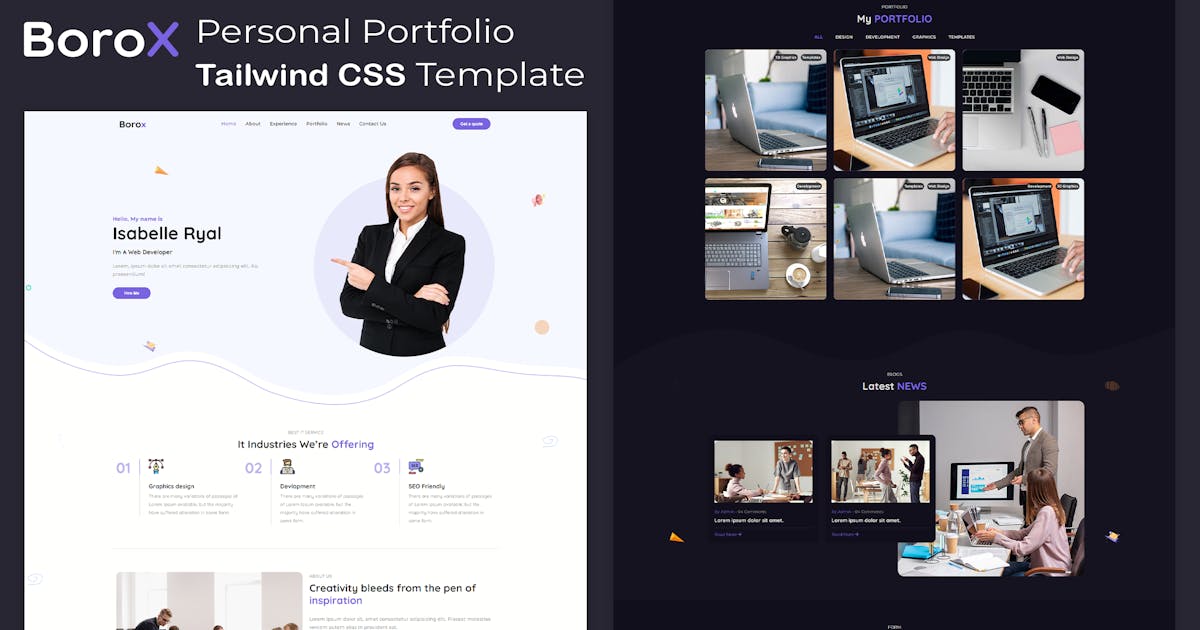 Personal Portfolio Tailwind CSS Template - Borox icon