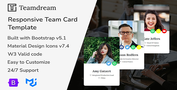 Teamdream - Responsive Team Card Bootstrap Template icon