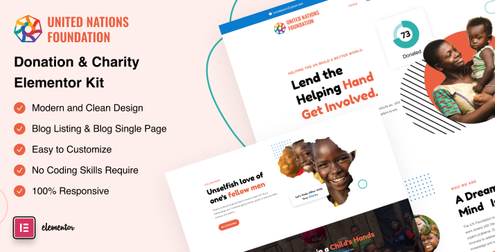 UN Foundation - Donation and Charity Fundraising Elementor Kit