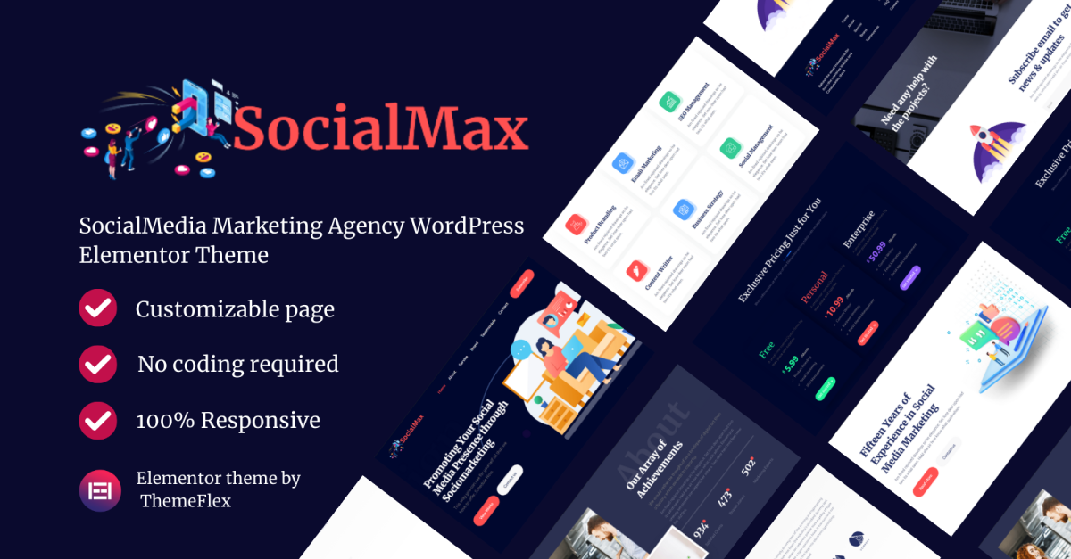 SocialMax - SocialMedia Marketing Agency WordPress Elementor theme