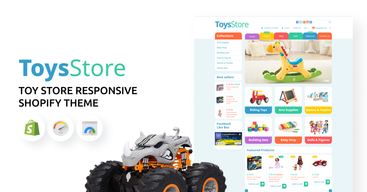 Toy Store Responsive Shopify Theme #55164 - TemplateMonster