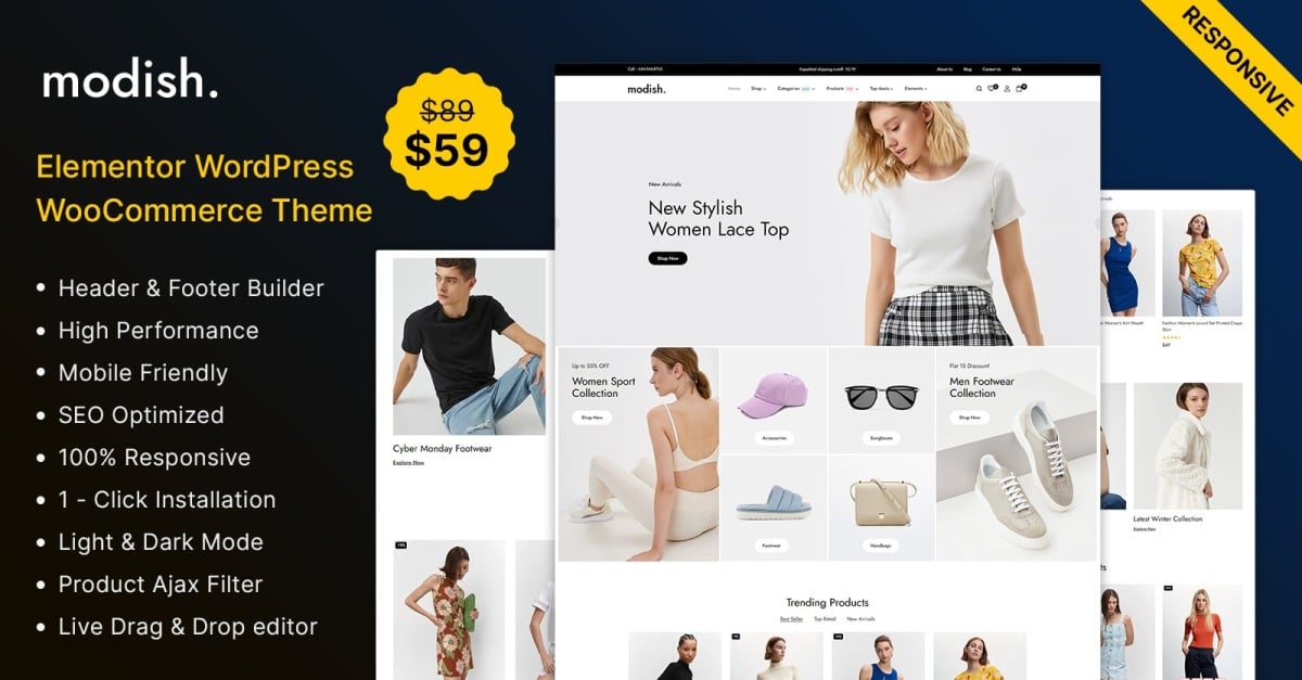 Modish - Fashion Beauty and Cosmetic Multipurpose Elementor WooCommerce Store