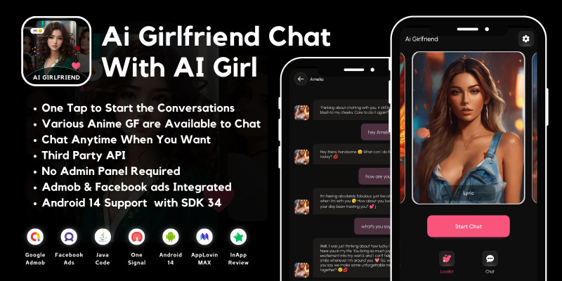 Ai Girlfriend Chat With AI Girl AdMob Ads Android by MJAppsStudio icon
