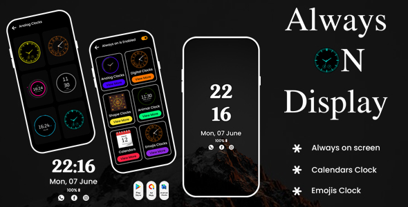 Always on Display - AOD -Screen On - Digital Clocks - Animation Clocks - Emoji Wallpapers icon