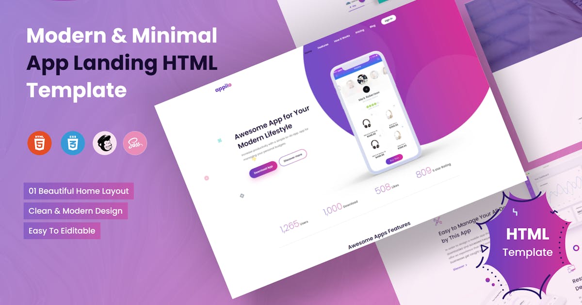 Appilo - App landing page HTML Template icon