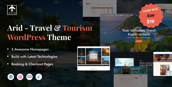Arid - Travel & Tourism Booking Elementor WordPress Theme icon