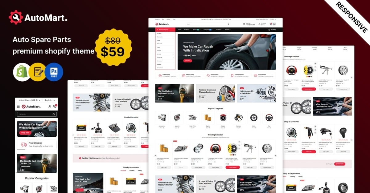 AutoMart - Auto Spare Parts and Tools Store Shopify Theme