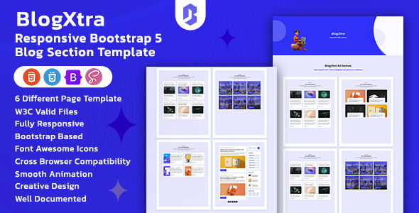 BlogXtra - Responsive Bootstrap 5+ Blog Section Template icon