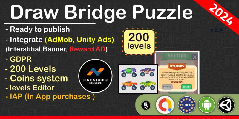 Draw Bridge Puzzle - Unity Project With Admob by Linestudio icon