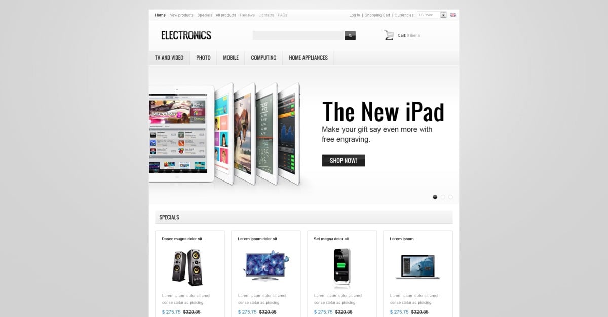 Electronics Store ZenCart Template #40120 - TemplateMonster