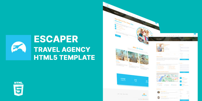 Escaper Travel Agency HTML5 Website Template by Templatebae
