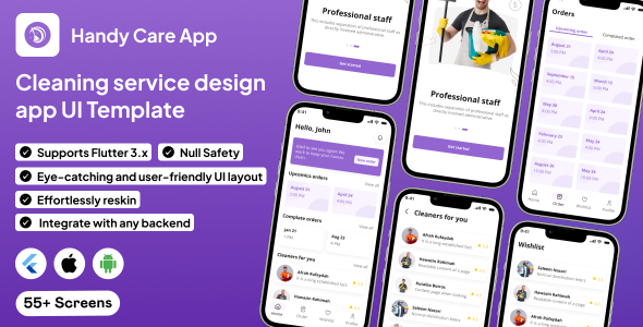 HandyCare UI template | Home Cleaning Service app in Flutter | Getcleaner App Template icon