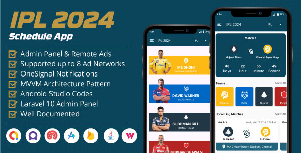 IPL 2024 Android App - IPL and WPL 2024 Schedule App with Admin Panel icon