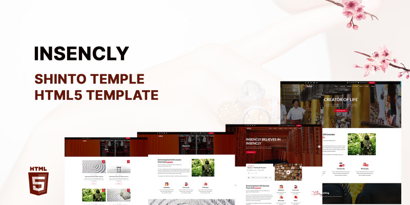 Insencly Shinto Temple HTML5 Website Template by Templatebae