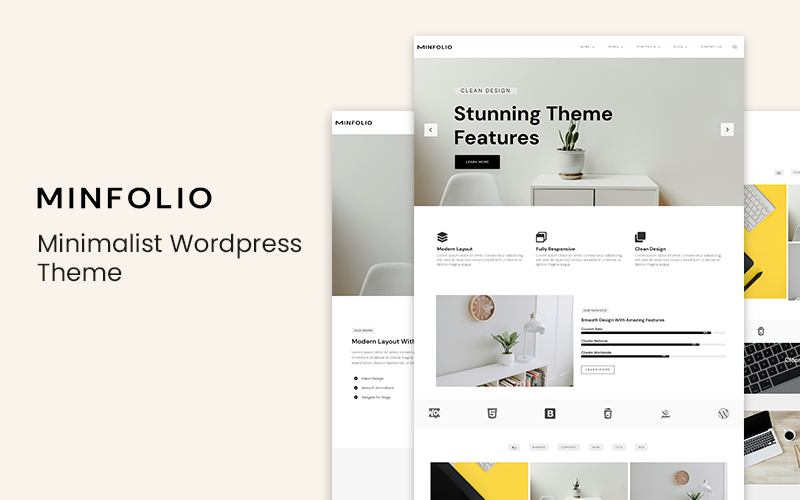 Minfolio - Minimalist Wordpress Theme - TemplateMonster