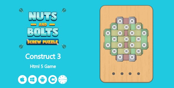 Nuts And Bolts Screw Puzzle - HTML5 Game (Construct 3) icon