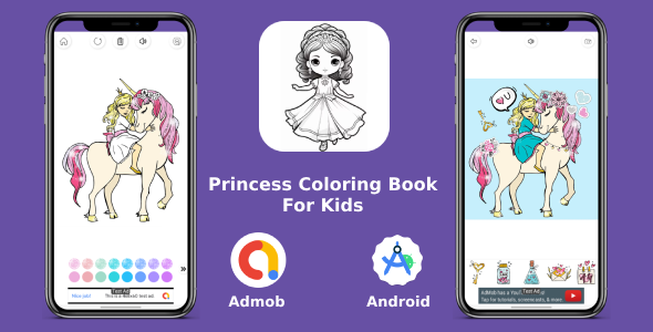 Princess Coloring Book For Kids with Admob + GDPR (Android 13 Supported) icon