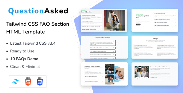 QuestionAsked - Tailwind CSS FAQ Section HTML Template icon
