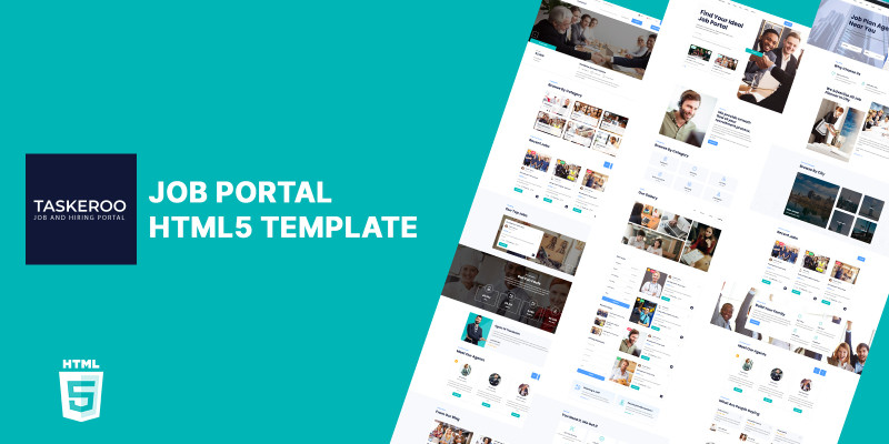 Taskeroo Find Job Portal HTML5 Website Template by Templatebae