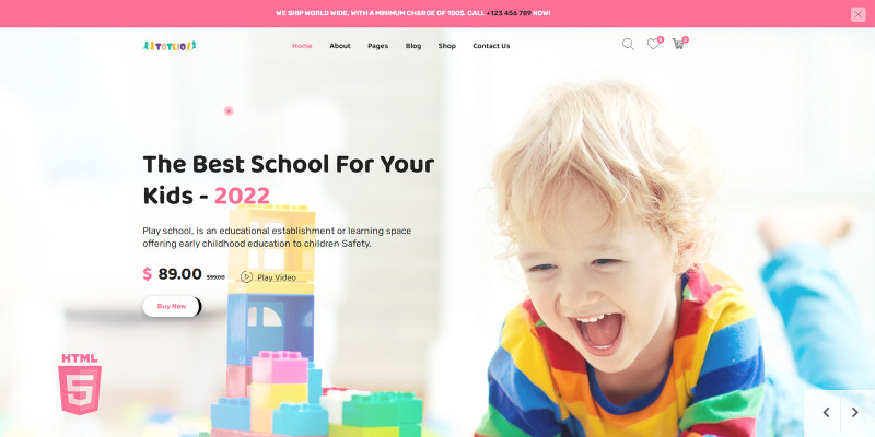Totlio Kids Apparel Store HTML5 Website Template by Templatebae