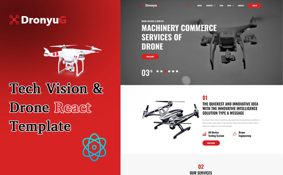 Dronyug - Drone React Website Template - TemplateMonster